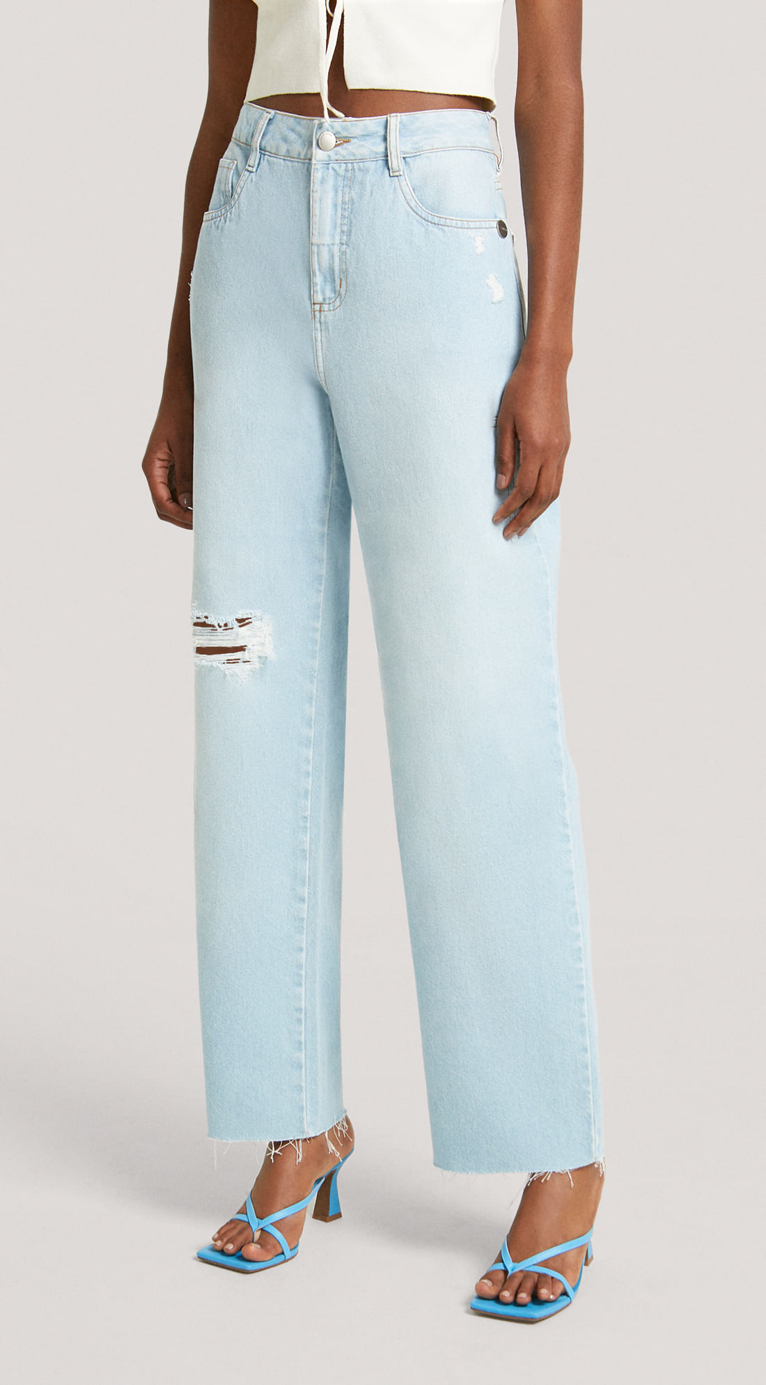 Jeans de perna larga na altura do meio da cintura, Urbanic