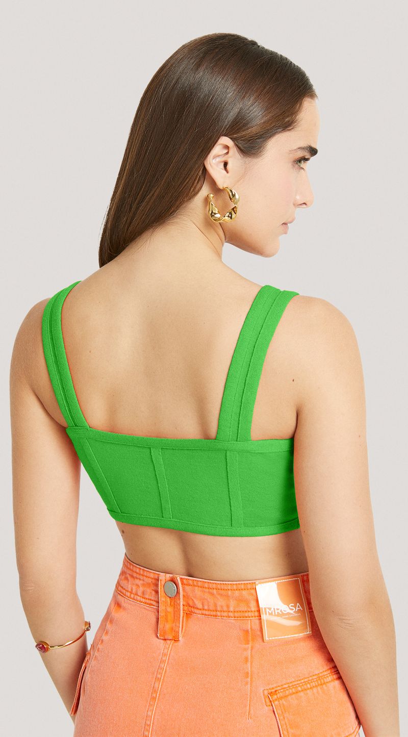 Top Morena Rosa Corset Tomara Que Caia Detalhe Zíper Verde