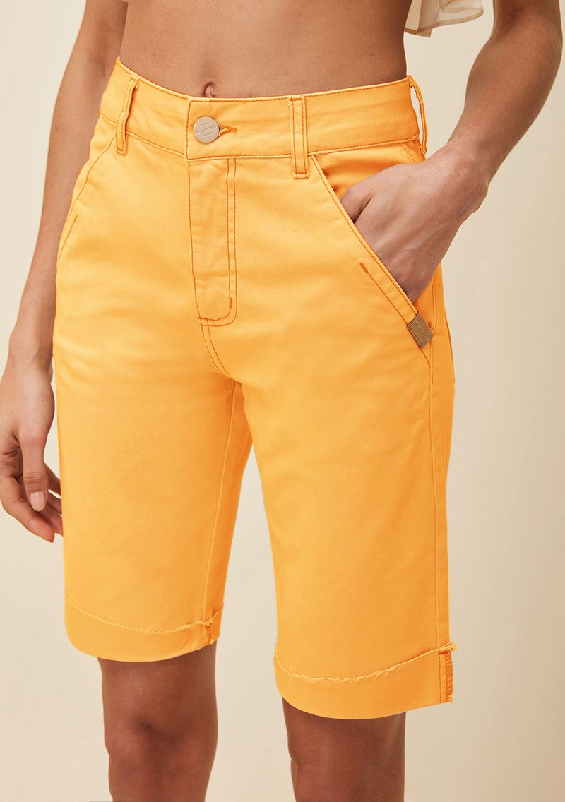 Shorts Morena Rosa Comfort Com Termocolante Amarelo