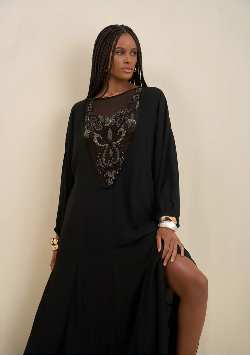 Vestido Longo Vestido Solto Manga Longa Vestido Morena Rosa Solto