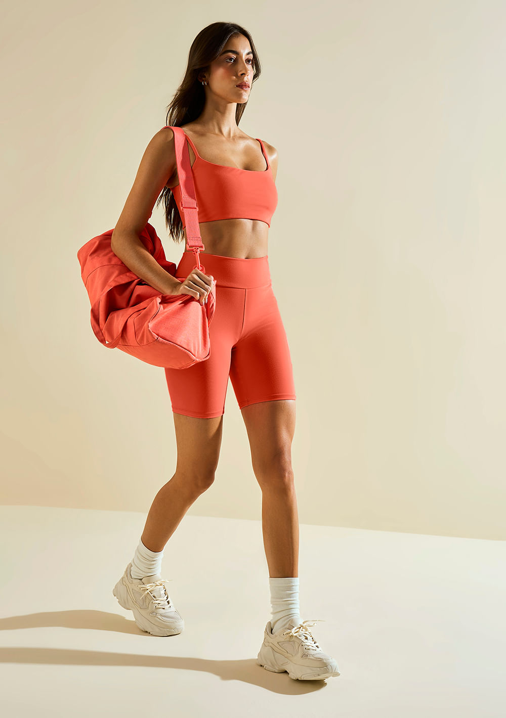 Conjunto Morena Rosa Top E Shorts Esportivo Marrom