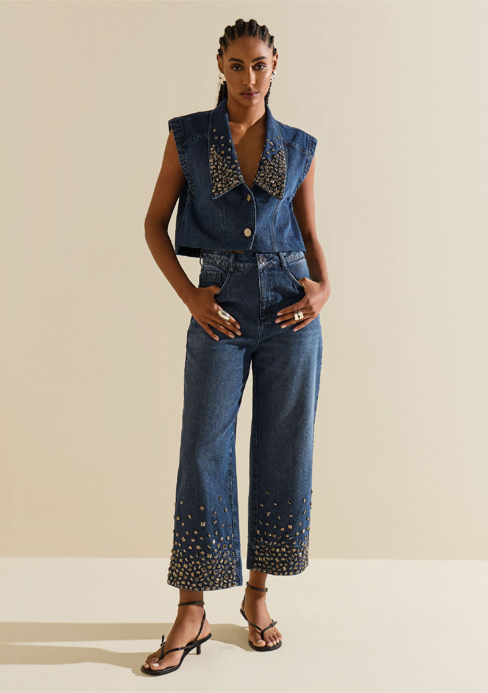 Calça Morena Rosa Wide Alta Azul